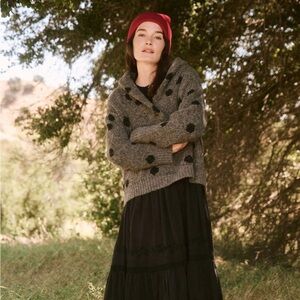 NWT THE GREAT Polka Dot Henley Pullover, Size Medium.